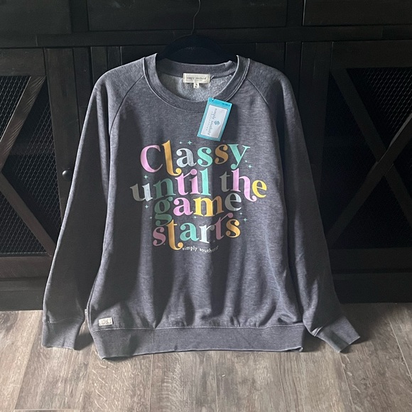 NWT SIMPLY SOUTHERN “Classy Until The Game Starts” Graphic Sweatshirt  Sz: S - Picture 13 of 15